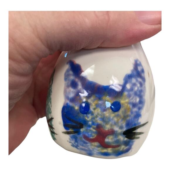 Cat Faces Hand Painted Salt & Pepper Set Mexico 3.5"‎ Tall x 2" w - Picture 9 of 14